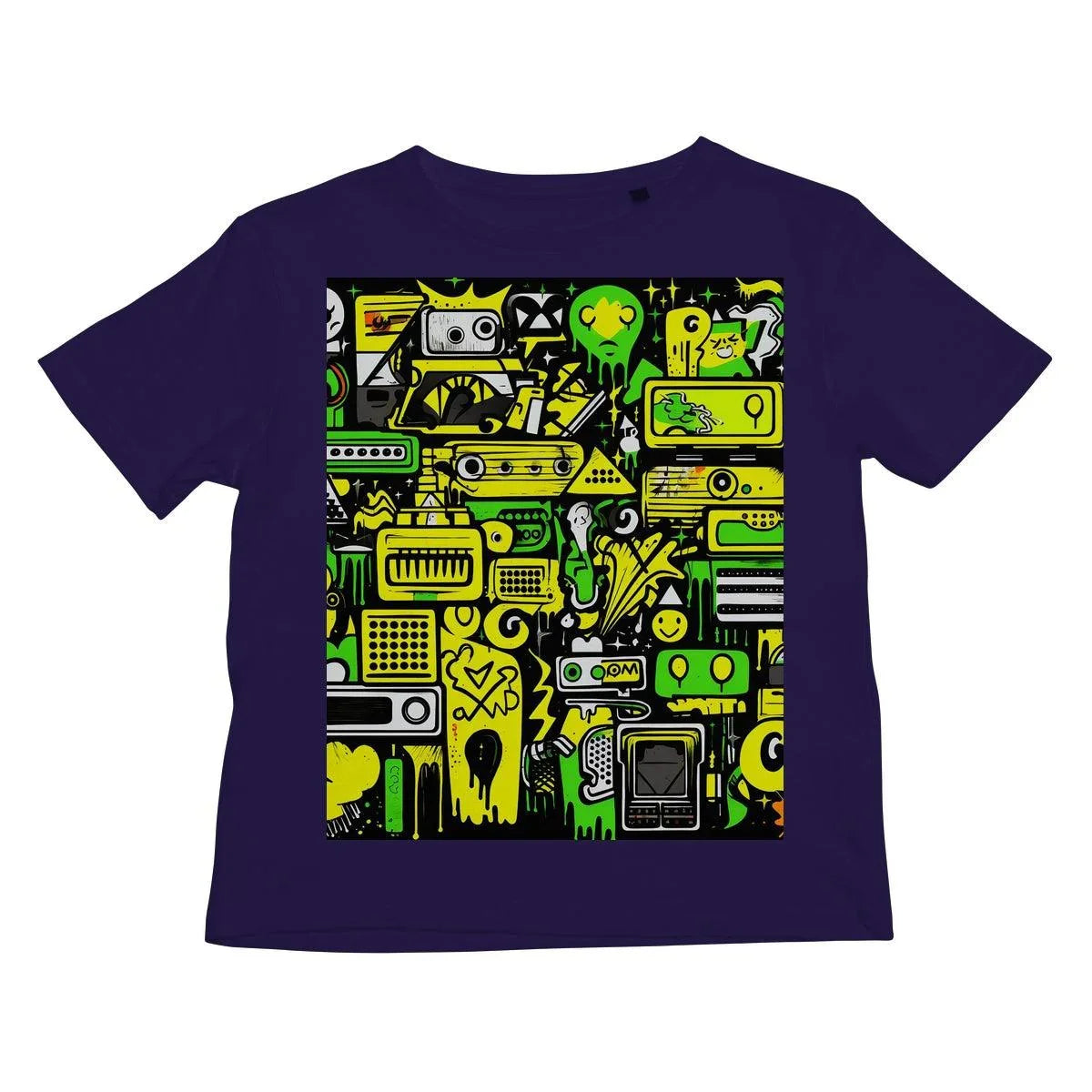 Graffiti Green and Yellow Abstract: A Dive into Vibrant Urban Art Kids T-Shirt - D'Sare 
