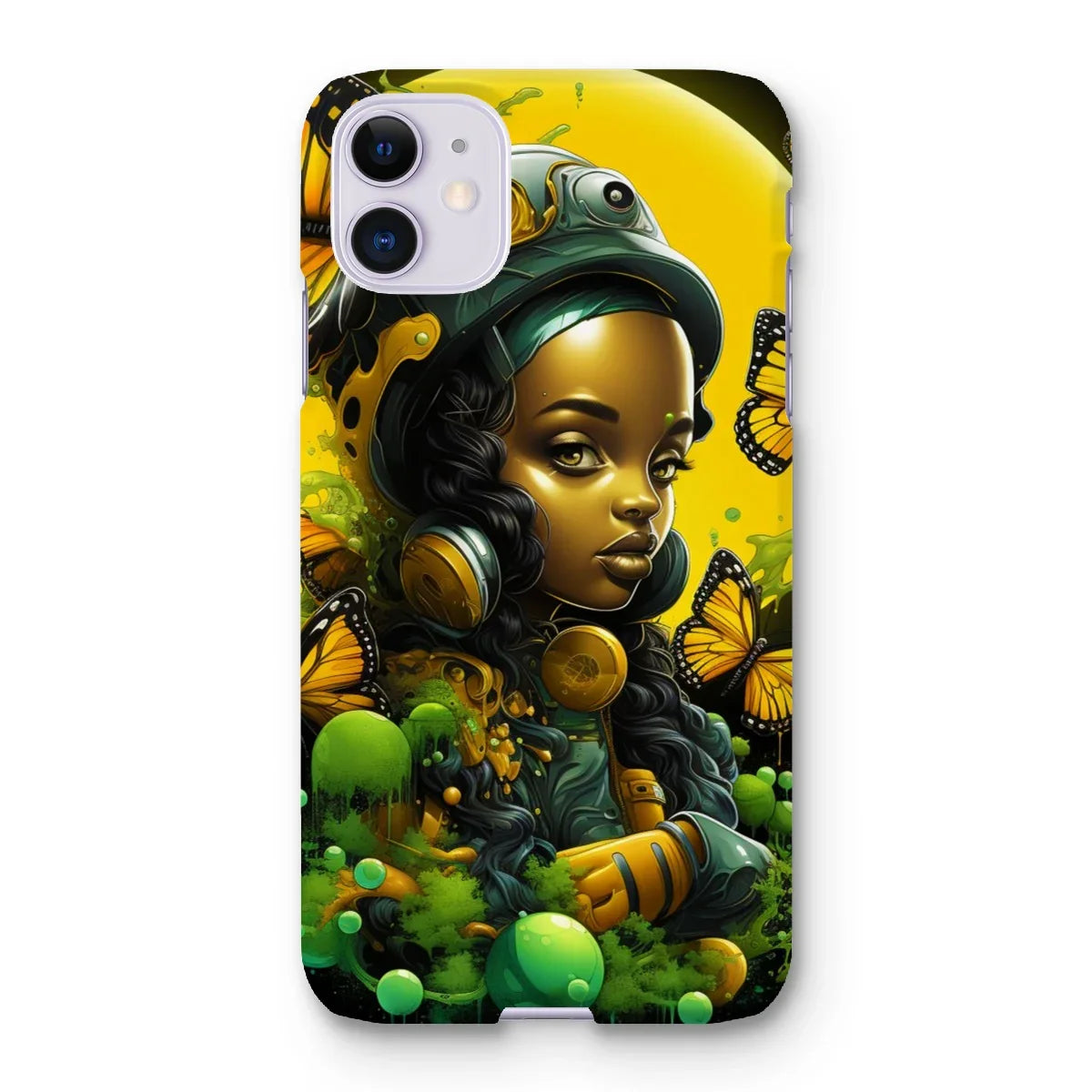 Monarch Butterfly Urban Fantasy Art Print - Afrofuturistic Girl with Butterflies Snap Phone Case - D'Sare