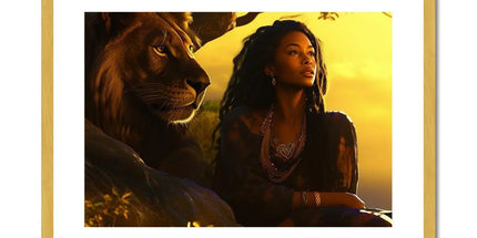 Empress Divine: The Black Feminine & Lion of Judah Legacy Antique Framed & Mounted Print by Prodigi