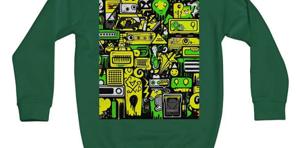 Graffiti Green and Yellow Abstract: A Dive into Vibrant Urban Art Kids Sweatshirt by Prodigi