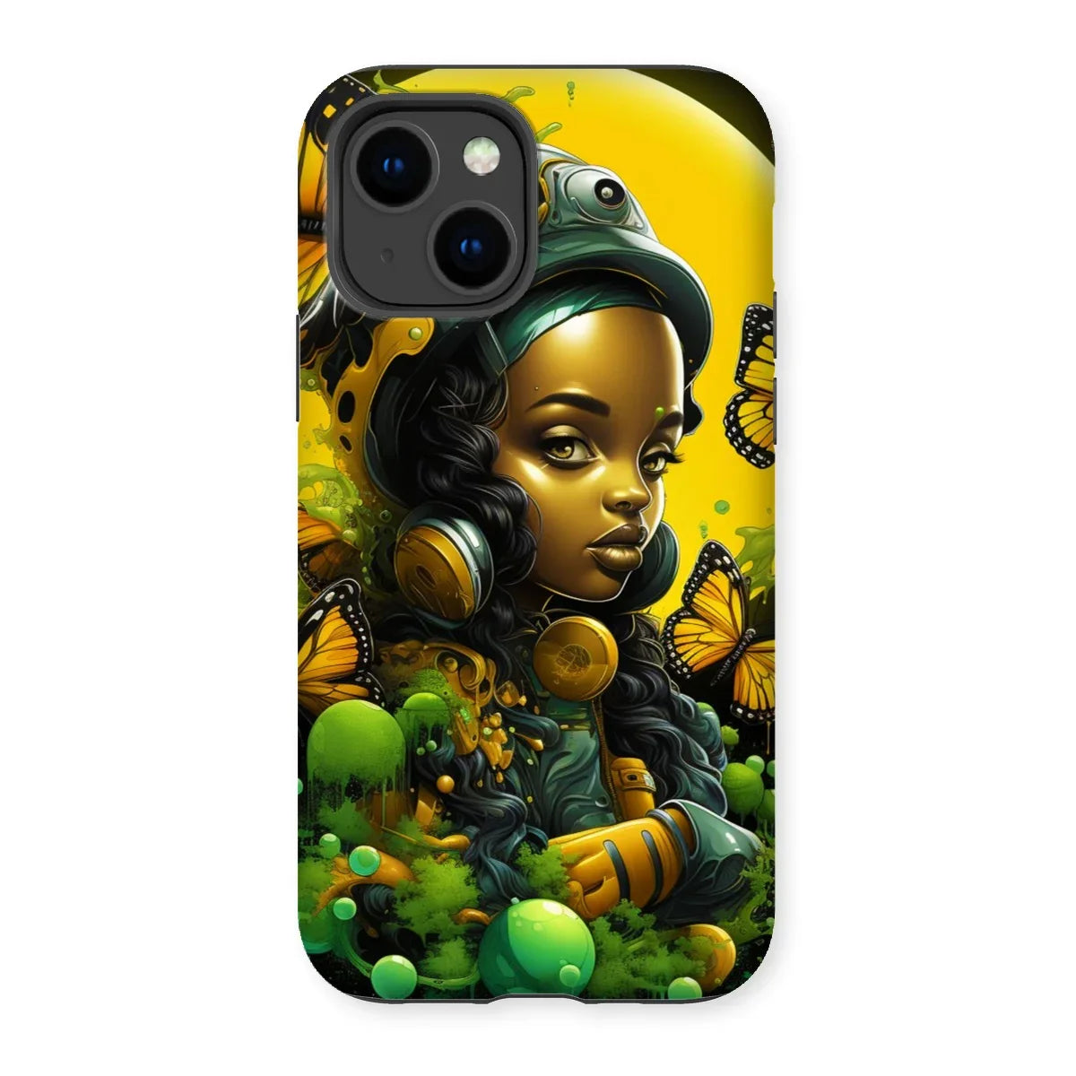 Monarch Butterfly Urban Fantasy Art Print - Afrofuturistic Girl with Butterflies Tough Phone Case - D'Sare