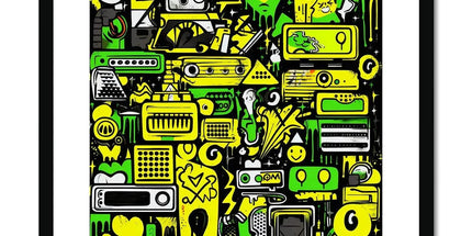 Graffiti Green and Yellow Abstract: A Dive into Vibrant Urban Art Framed & Mounted Print by Prodigi
