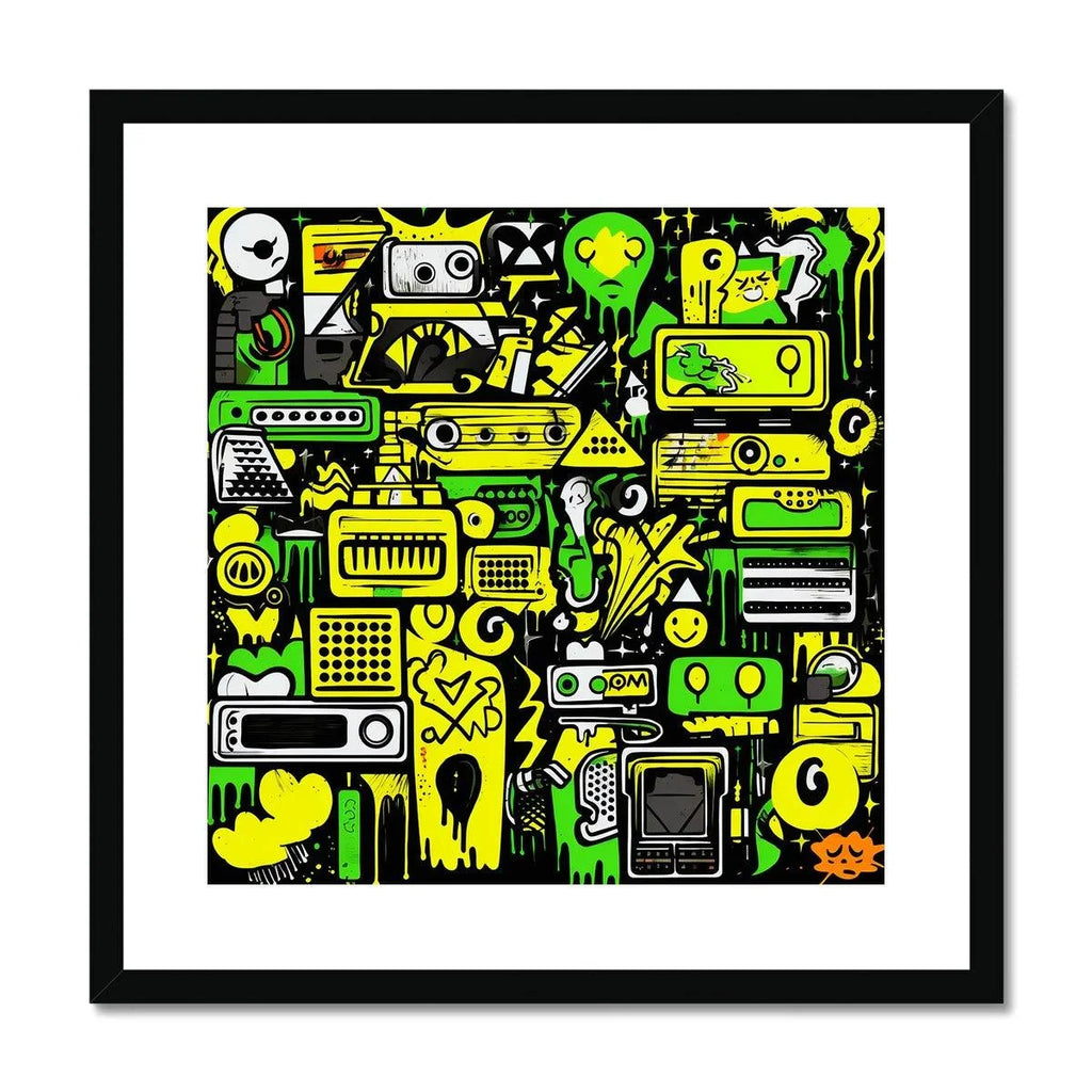 Graffiti Green and Yellow Abstract: A Dive into Vibrant Urban Art Framed & Mounted Print - D'Sare 