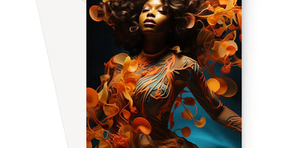 Orange Flower  Goddess Blue  Greeting Card - D'Sare