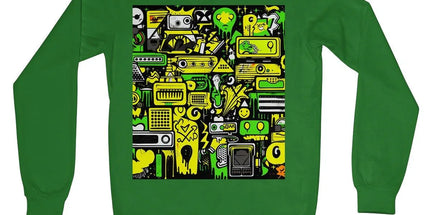 Graffiti Green and Yellow Abstract: A Dive into Vibrant Urban Art Crew Neck Sweatshirt by Prodigi