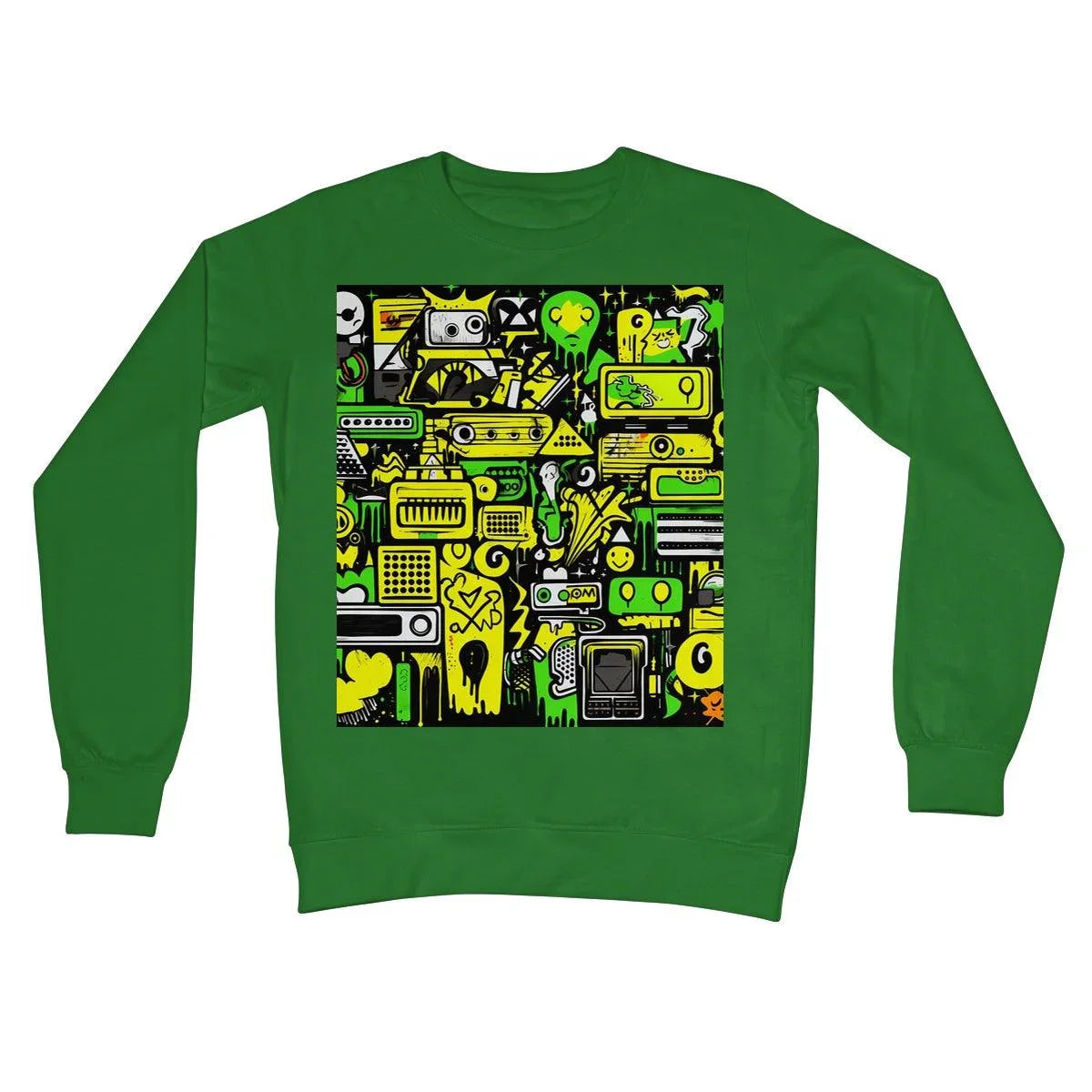 Graffiti Green and Yellow Abstract: A Dive into Vibrant Urban Art Crew Neck Sweatshirt by Prodigi