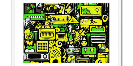 Graffiti Green and Yellow Abstract: A Dive into Vibrant Urban Art Framed & Mounted Print by Prodigi