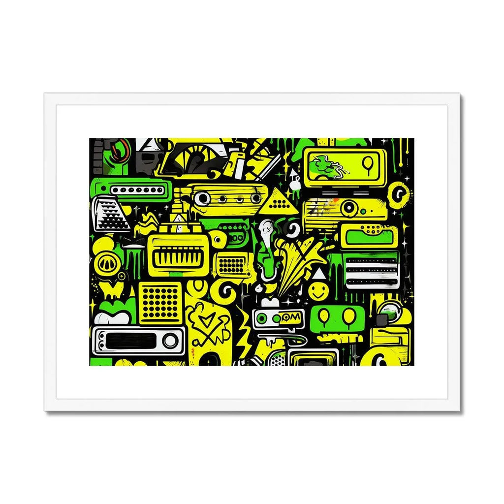 Graffiti Green and Yellow Abstract: A Dive into Vibrant Urban Art Framed & Mounted Print - D'Sare 