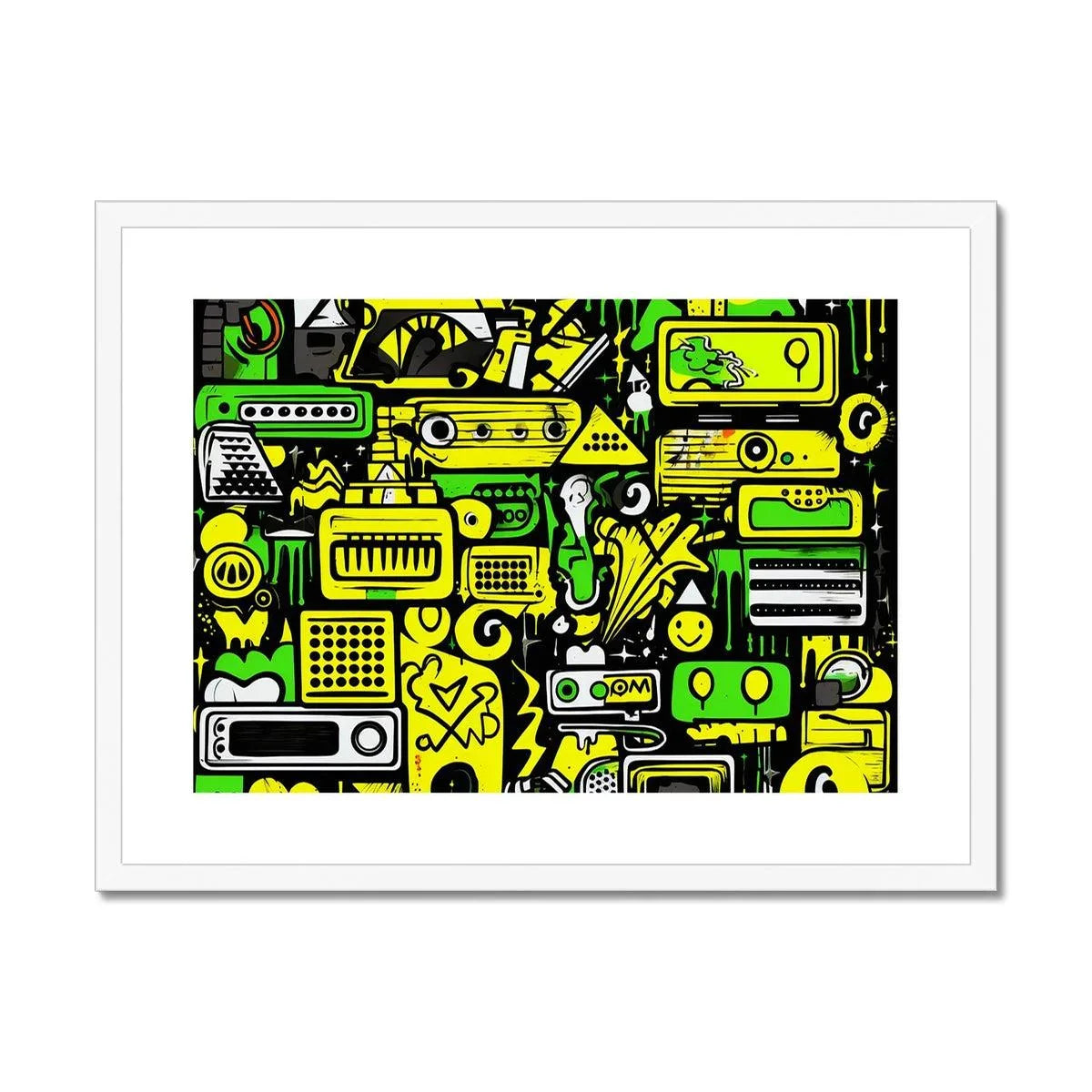 Graffiti Green and Yellow Abstract: A Dive into Vibrant Urban Art Framed & Mounted Print - D'Sare 