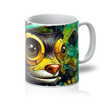 Nature's Resilience: Surreal Auto-Forest Artwork - Whimsical Raccoon and Greenery Infused Car  Mug - D'Sare