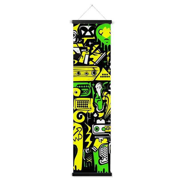 Graffiti Green and Yellow Abstract: A Dive into Vibrant Urban Art Wall Height Chart by Prodigi