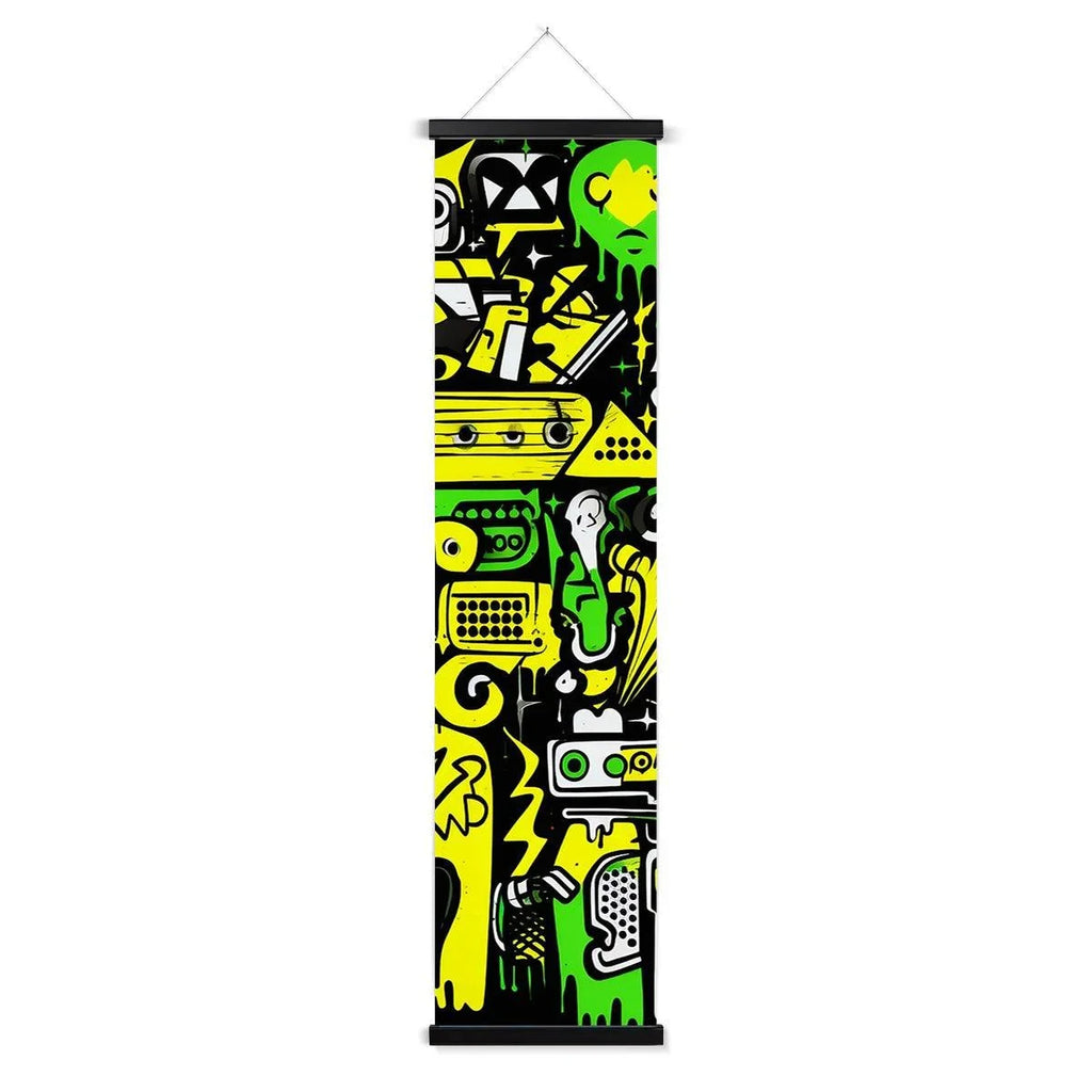 Graffiti Green and Yellow Abstract: A Dive into Vibrant Urban Art Wall Height Chart - D'Sare 
