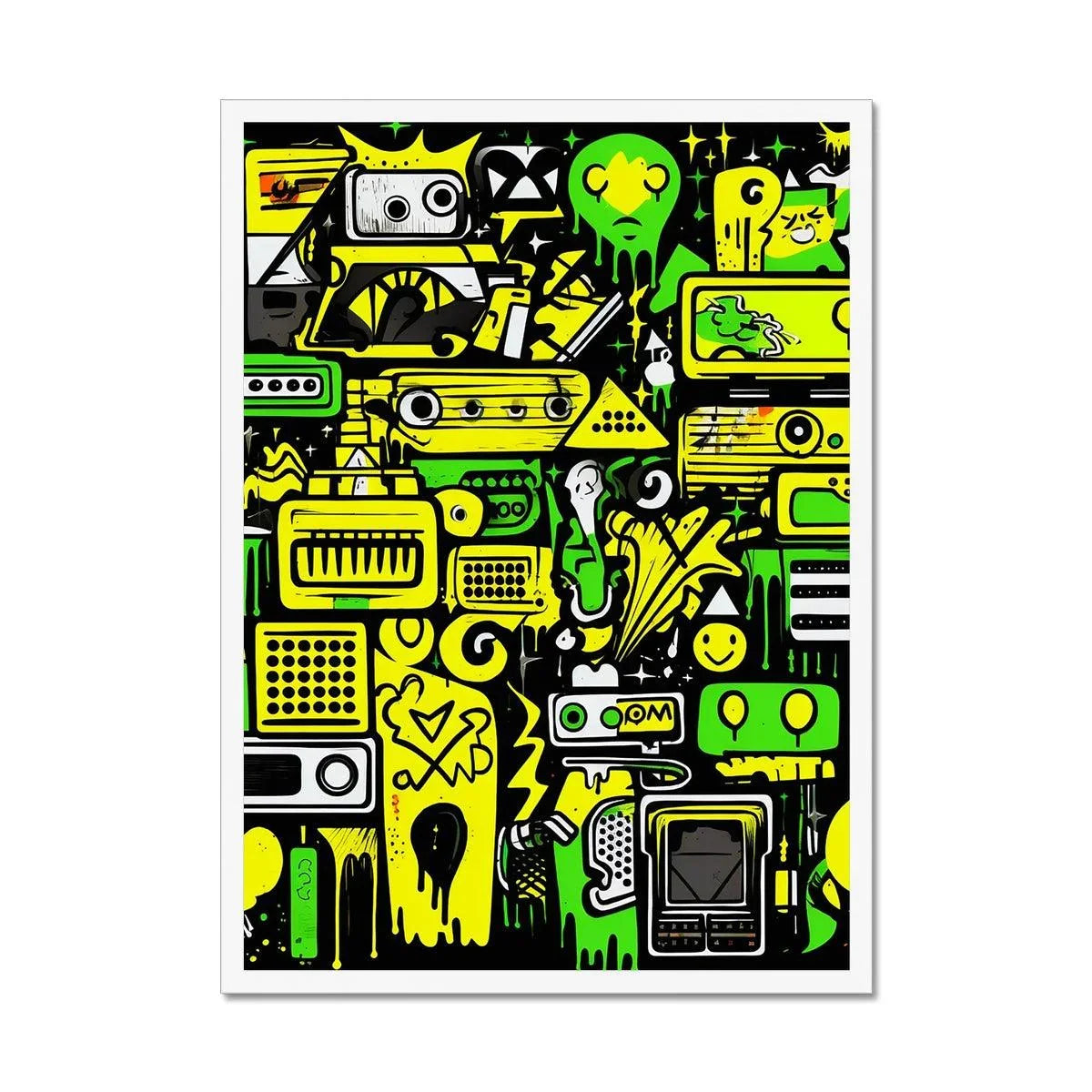 Graffiti Green and Yellow Abstract: A Dive into Vibrant Urban Art Framed Print - D'Sare 