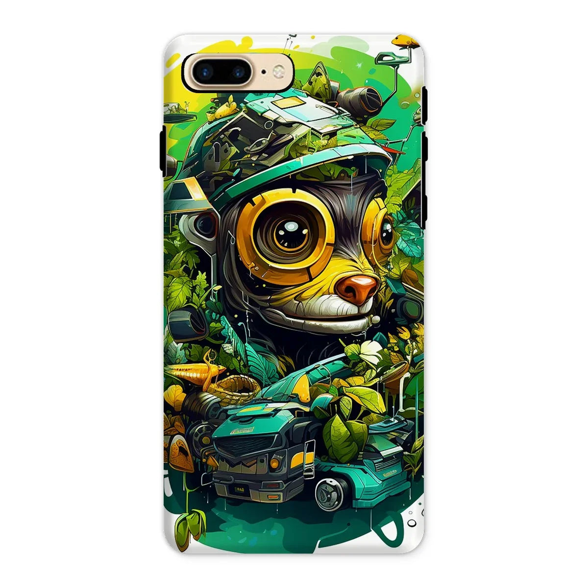 Nature's Resilience: Surreal Auto-Forest Artwork - Whimsical Raccoon and Greenery Infused Car  Tough Phone Case - D'Sare