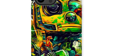 Mechanical Muse: Vibrant Graffiti Odyssey in Surreal Auto Wonderland Tough Phone Case by D'Sare