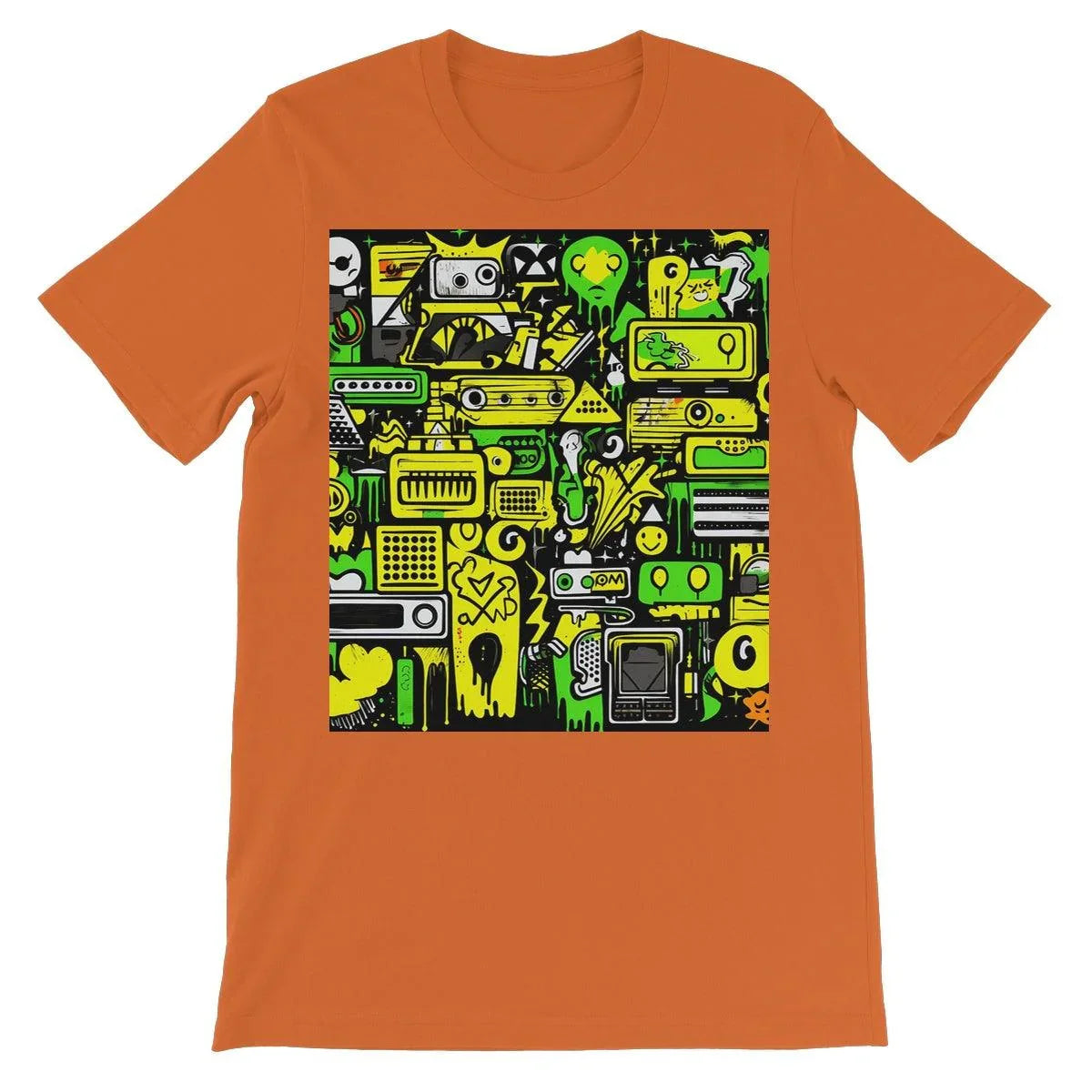 Graffiti Green and Yellow Abstract: A Dive into Vibrant Urban Art Unisex Short Sleeve T-Shirt - D'Sare 