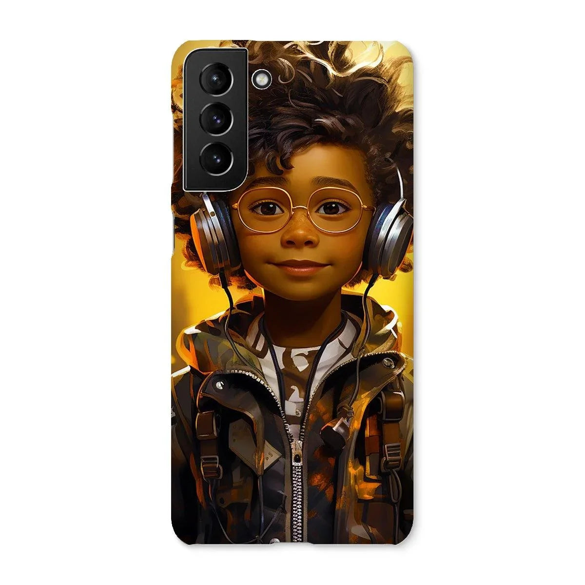 Little Boy Dino Dream Earphone: MelanatedMe Adventures by D'Sare Snap Phone Case - D'Sare 