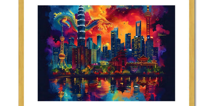 2024 Year Of The Dragon Celebration Antique Framed & Mounted Print - D'Sare