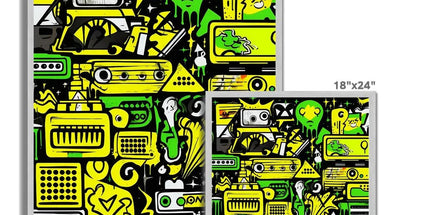 Graffiti Green and Yellow Abstract: A Dive into Vibrant Urban Art Antique Framed Print by Prodigi