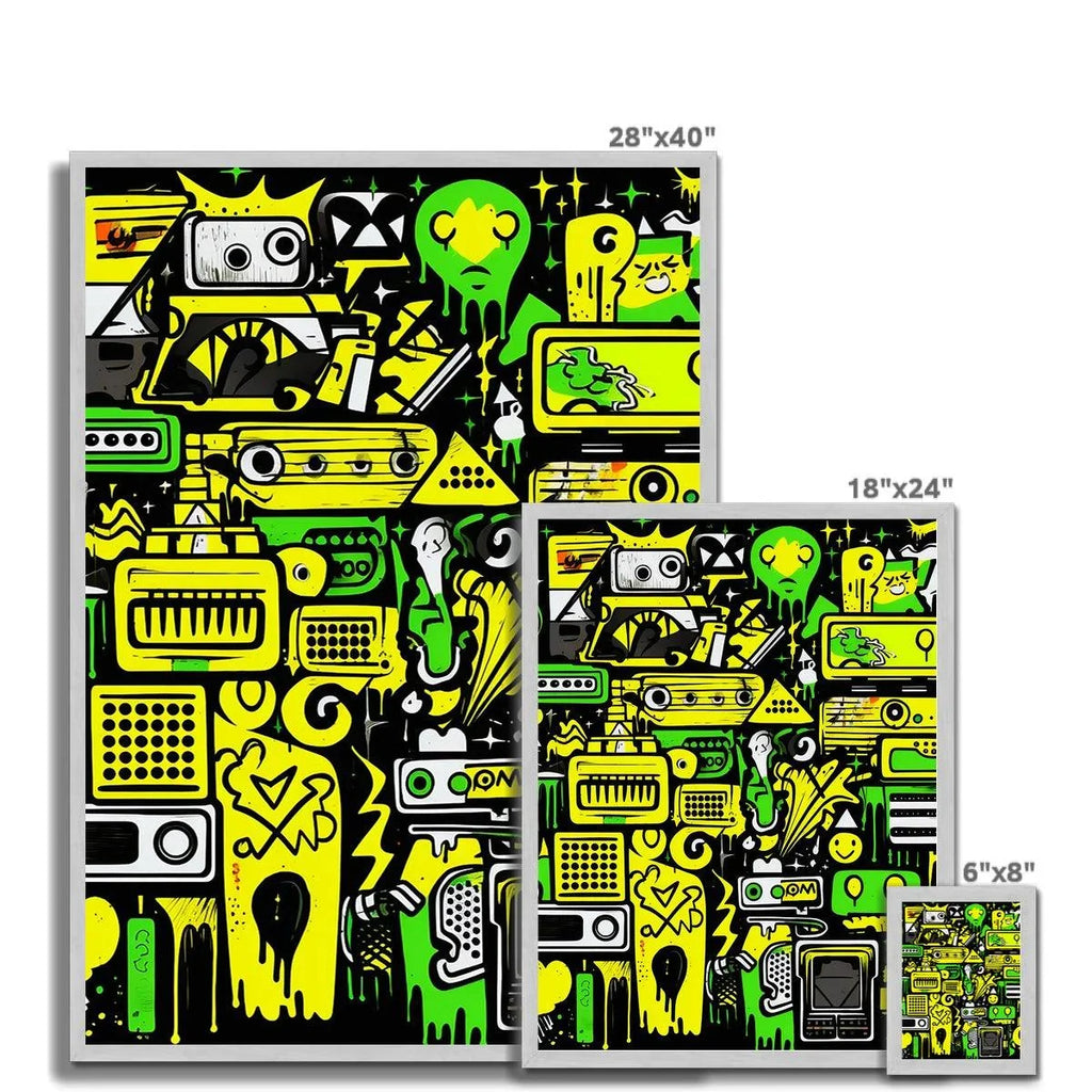 Graffiti Green and Yellow Abstract: A Dive into Vibrant Urban Art Antique Framed Print - D'Sare 