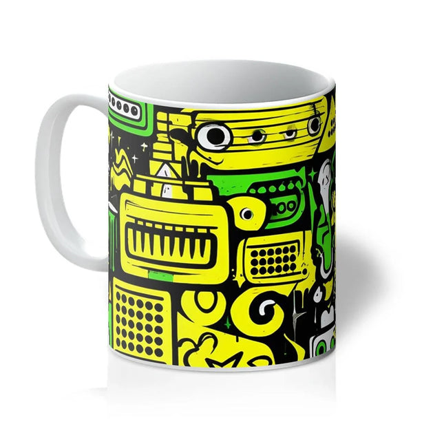 Graffiti Green and Yellow Abstract: A Dive into Vibrant Urban Art Mug - D'Sare 