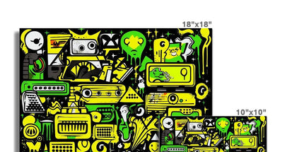 Graffiti Green and Yellow Abstract: A Dive into Vibrant Urban Art C-Type Print by Prodigi