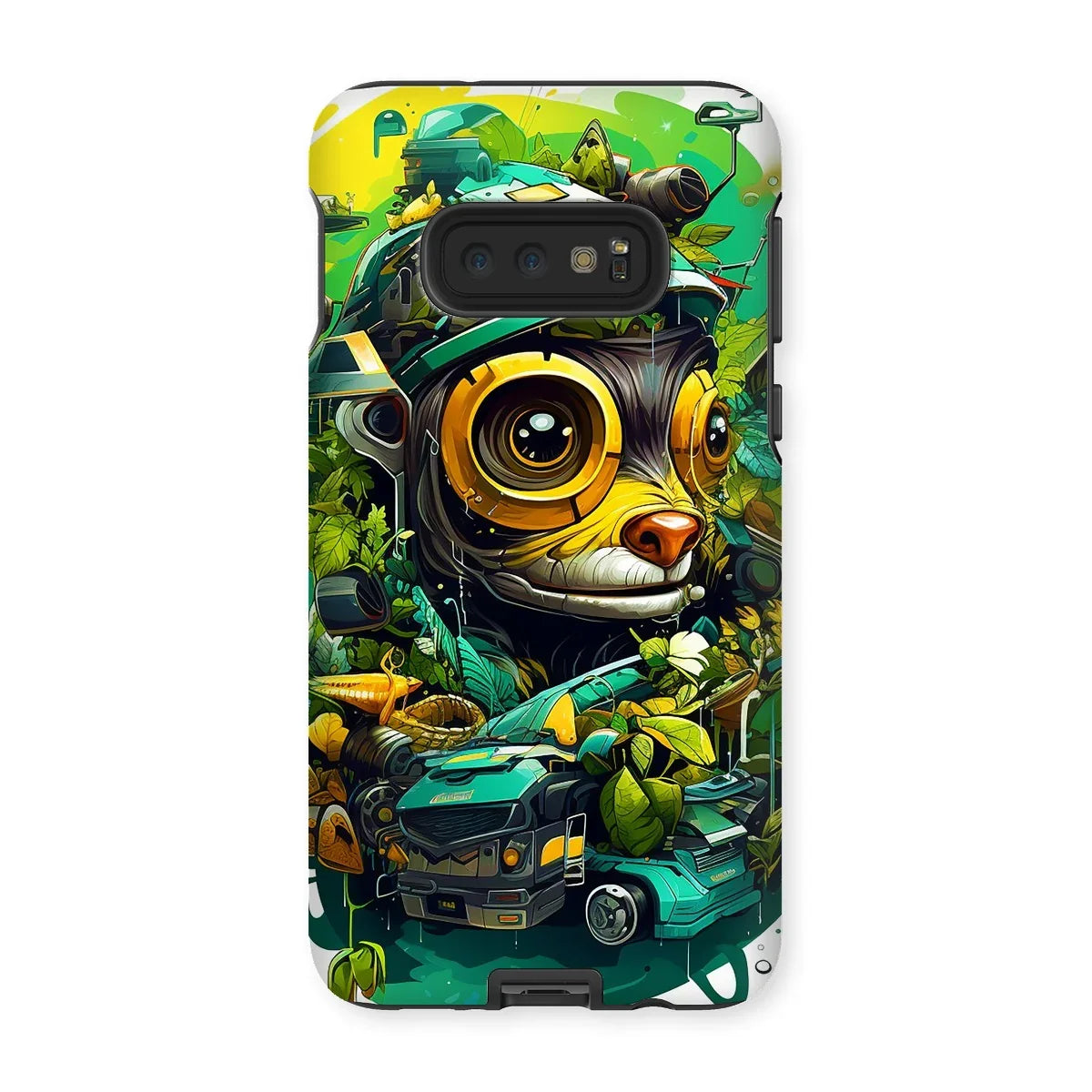 Nature's Resilience: Surreal Auto-Forest Artwork - Whimsical Raccoon and Greenery Infused Car  Tough Phone Case - D'Sare