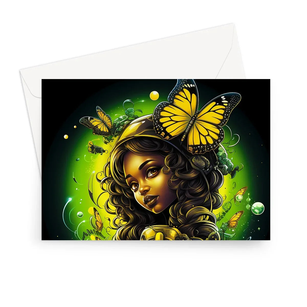Urban Jungle Metamorphosis Muse Luminous Butterfly Queen Greeting Card - D'Sare