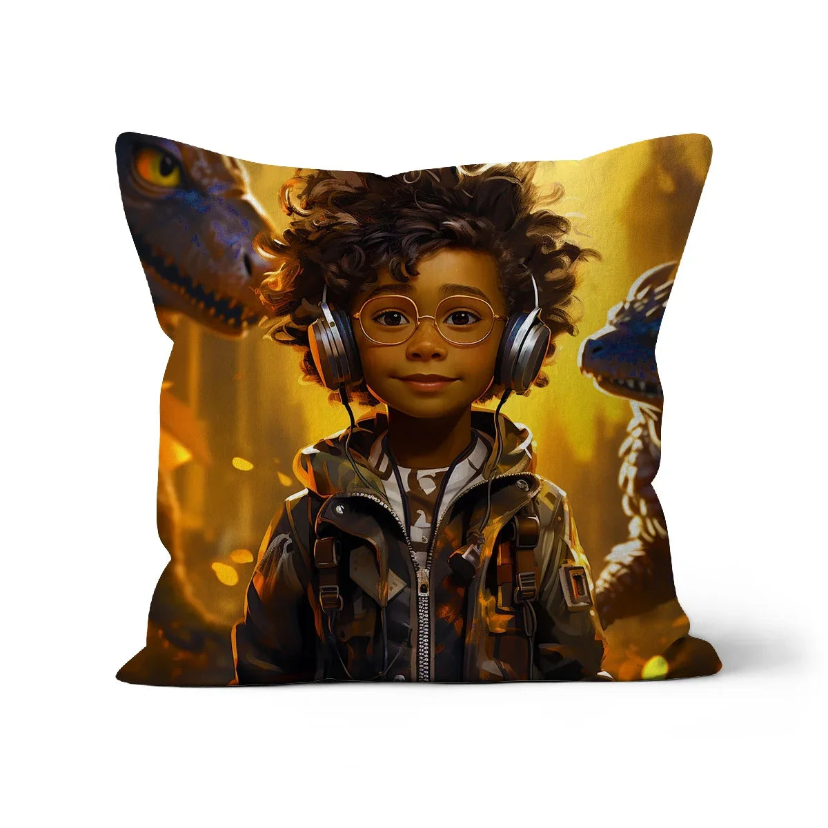 Little Boy Dino Dream Earphone: MelanatedMe Adventures by D'Sare Cushion - D'Sare