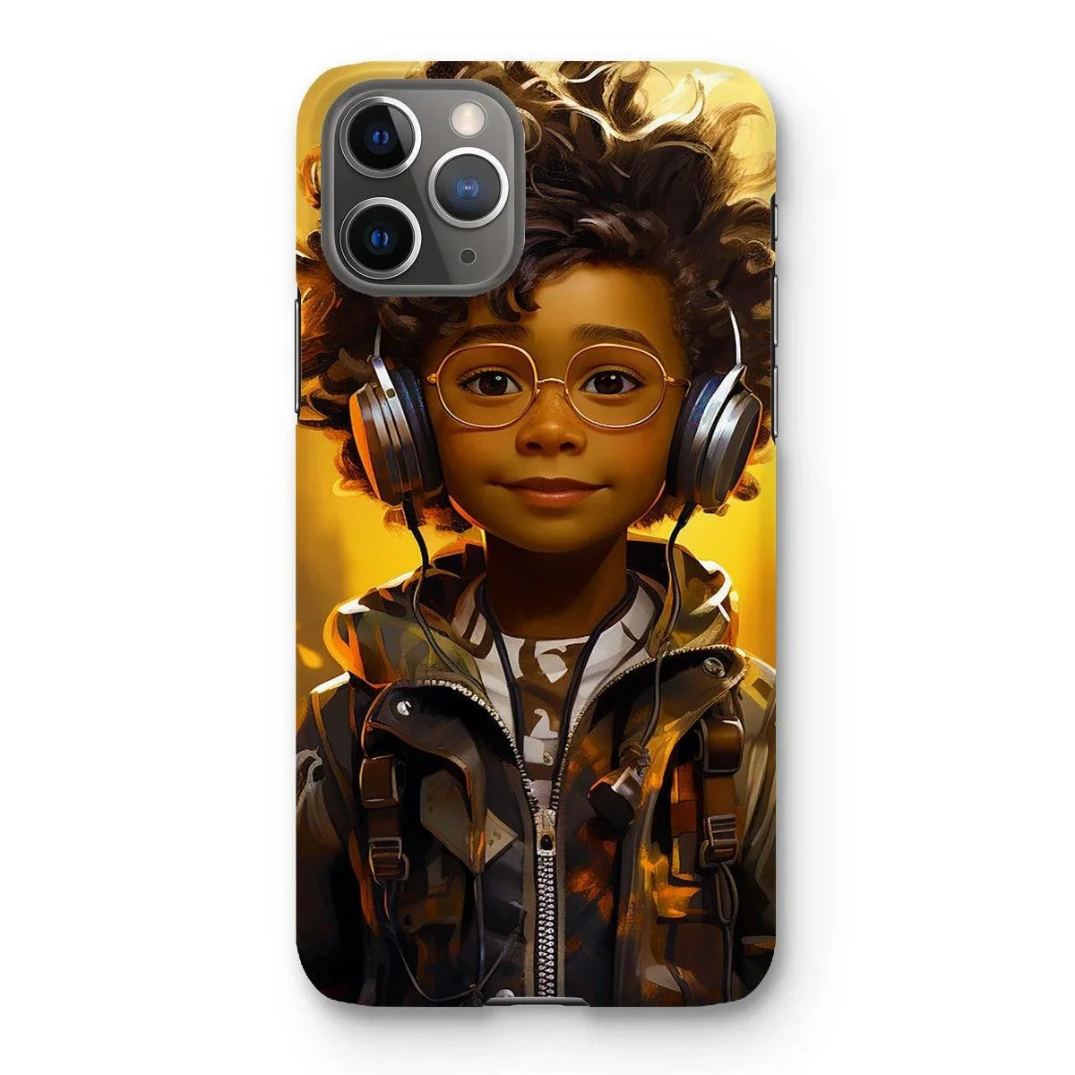 Little Boy Dino Dream Earphone: MelanatedMe Adventures by D'Sare Snap Phone Case - D'Sare 