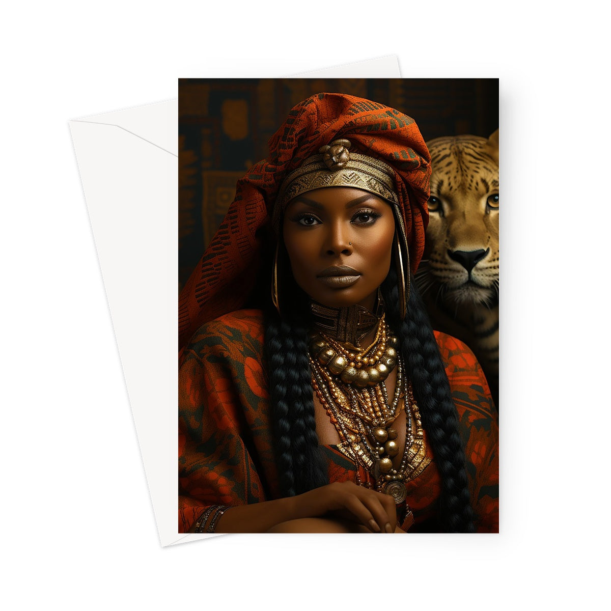 Empress Ebony Leopard Luxe MelanatedME Greeting Card
