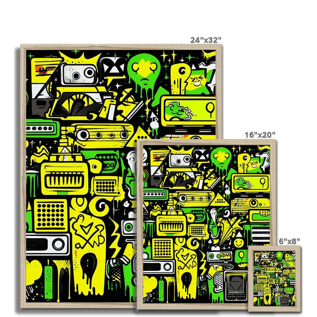 Graffiti Green and Yellow Abstract: A Dive into Vibrant Urban Art Budget Framed Poster - D'Sare 