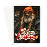 Merry Christmas Black Grandpa , Long Hair Ethnic Greeting Card