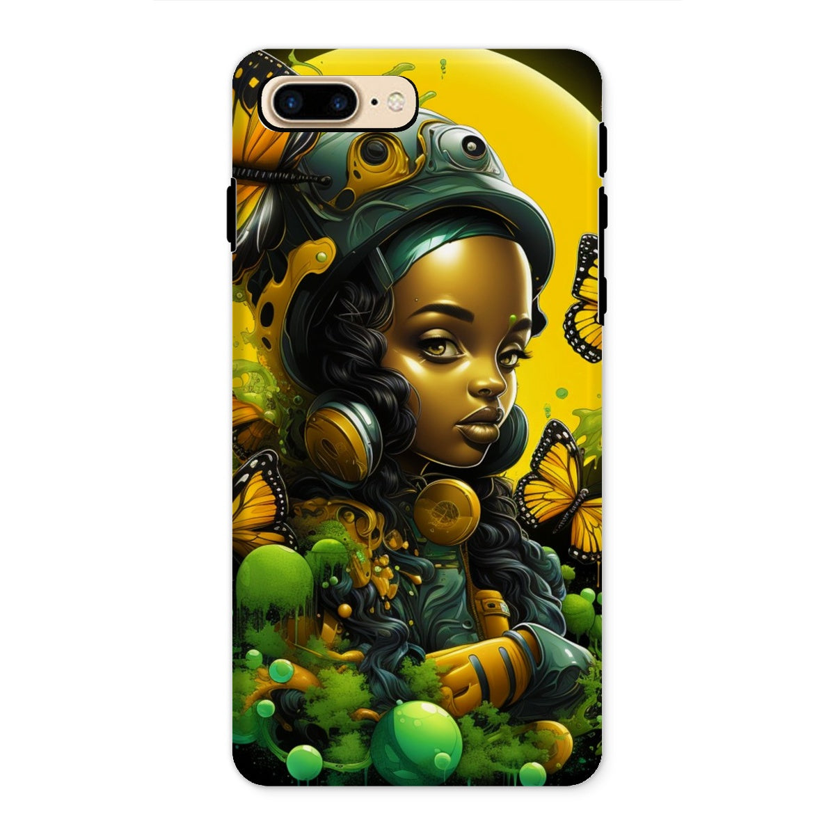 Monarch Butterfly Urban Fantasy Art Print - Afrofuturistic Girl with Butterflies Tough Phone Case