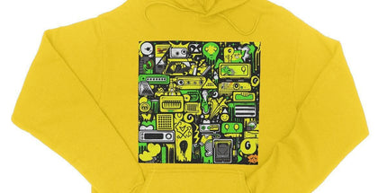 Graffiti Green and Yellow Abstract: A Dive into Vibrant Urban Art College Hoodie by Prodigi