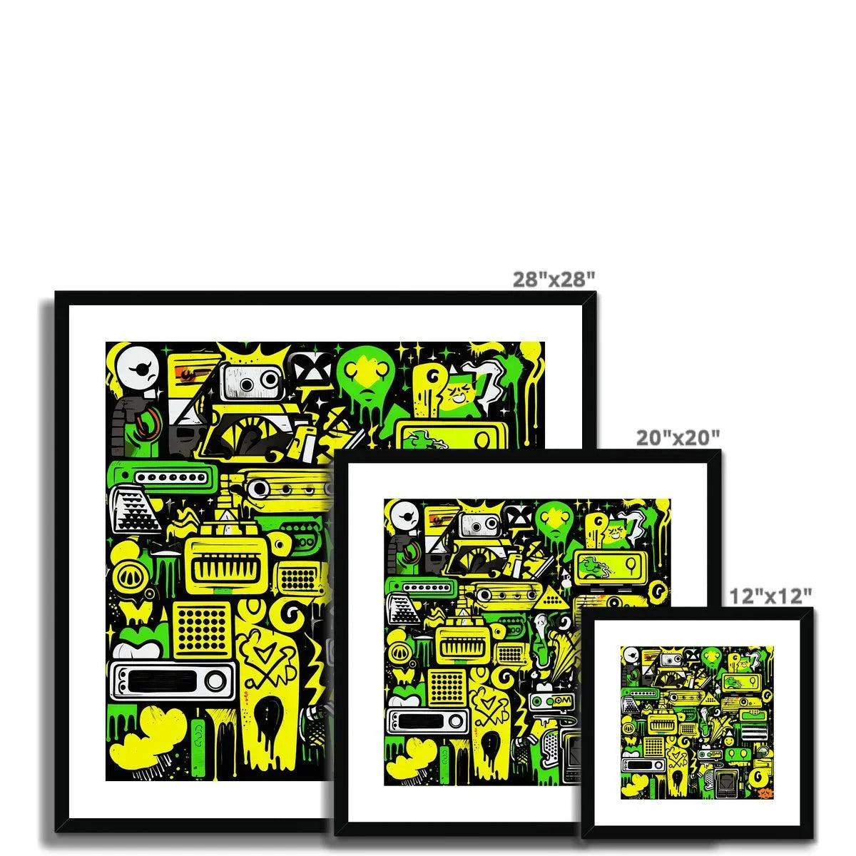 Graffiti Green and Yellow Abstract: A Dive into Vibrant Urban Art Framed & Mounted Print - D'Sare 