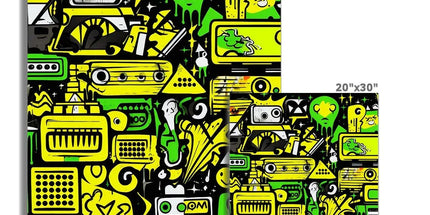 Graffiti Green and Yellow Abstract: A Dive into Vibrant Urban Art Rolled Canvas by Prodigi
