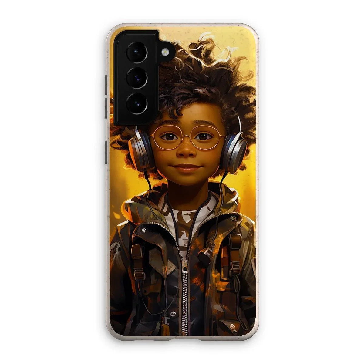 Little Boy Dino Dream Earphone: MelanatedMe Adventures by D'Sare Eco Phone Case - D'Sare 