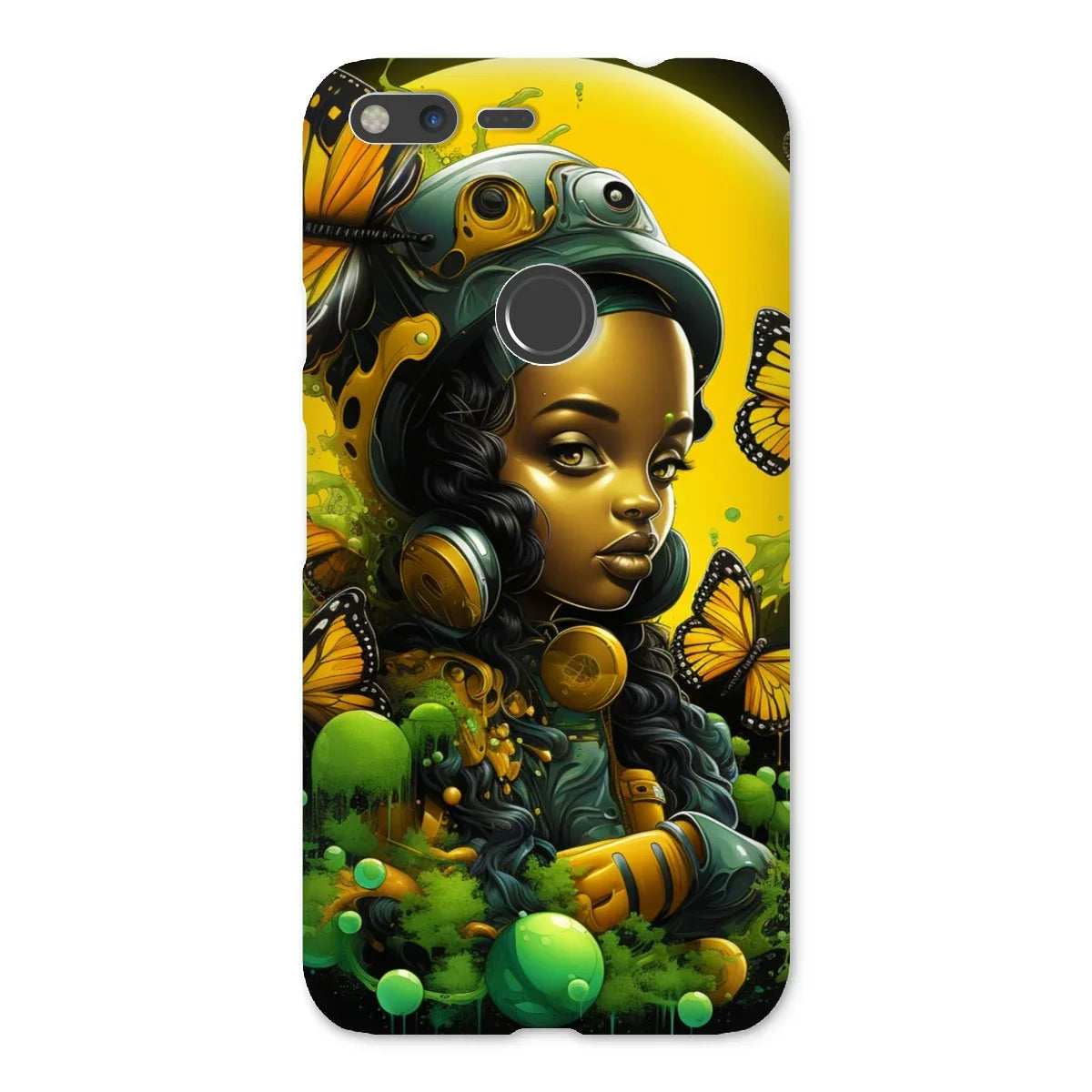 Monarch Butterfly Urban Fantasy Art Print - Afrofuturistic Girl with Butterflies Snap Phone Case - D'Sare