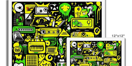 Graffiti Green and Yellow Abstract: A Dive into Vibrant Urban Art Budget Framed Poster by Prodigi