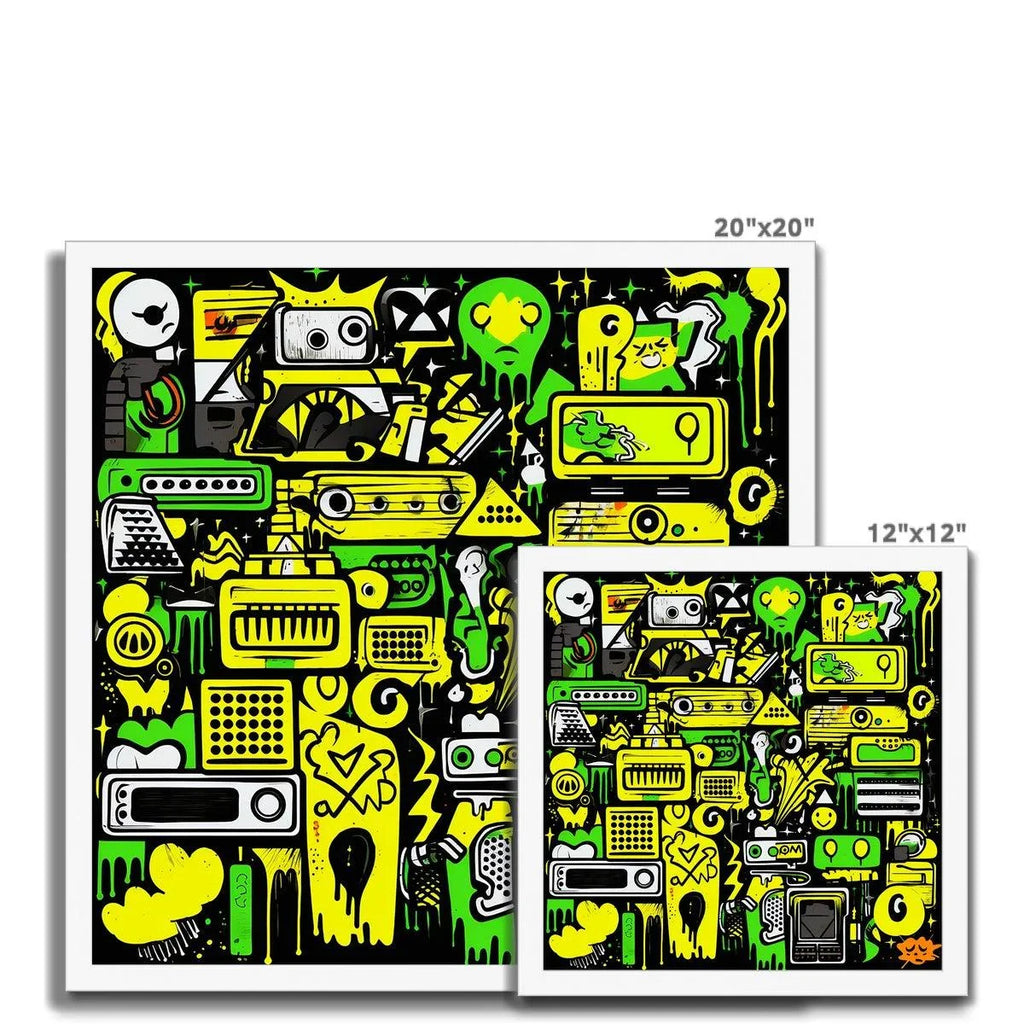 Graffiti Green and Yellow Abstract: A Dive into Vibrant Urban Art Budget Framed Poster - D'Sare 