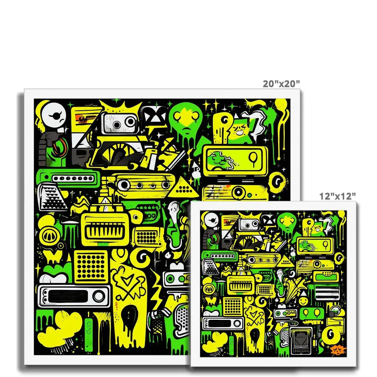Graffiti Green and Yellow Abstract: A Dive into Vibrant Urban Art Budget Framed Poster - D'Sare 