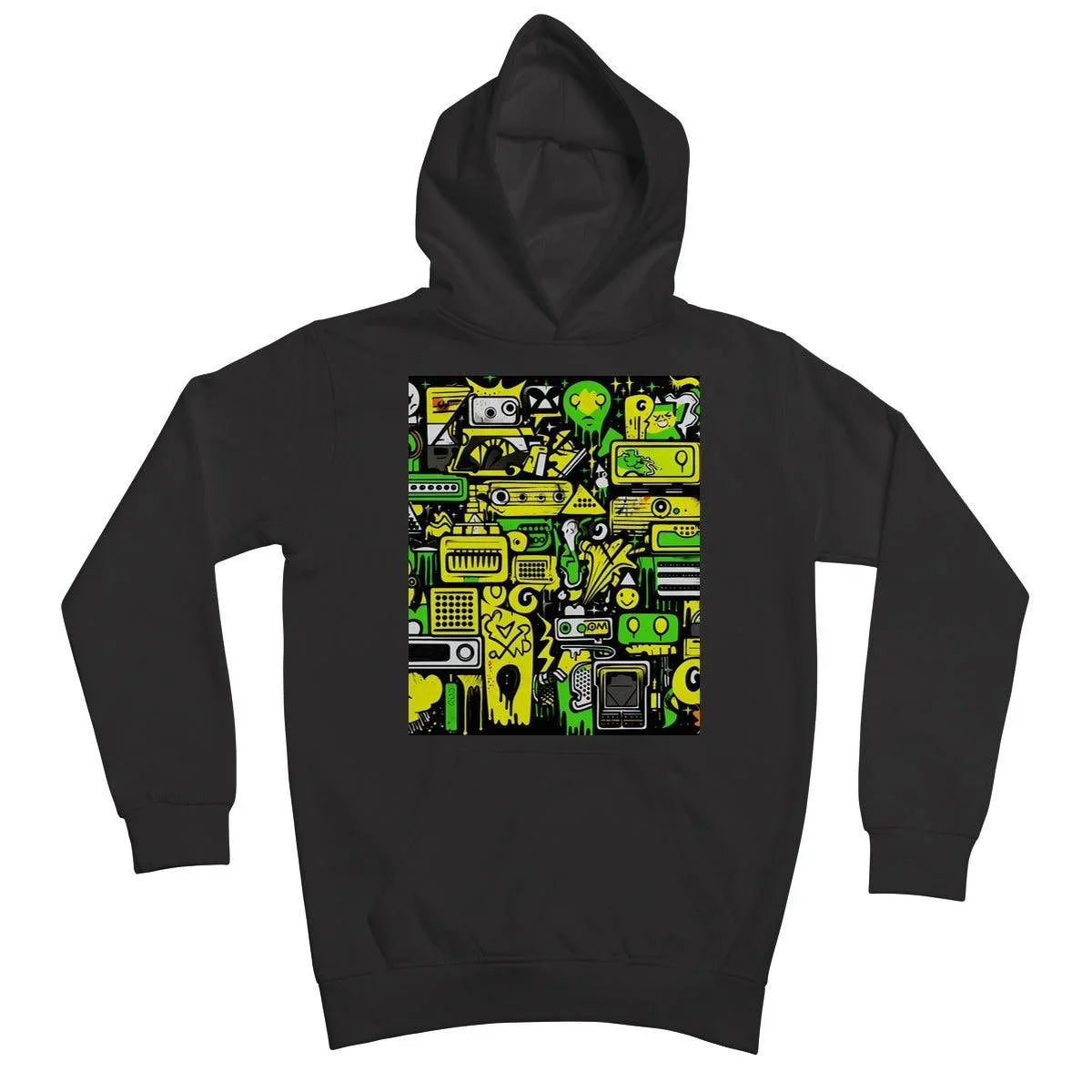 Graffiti Green and Yellow Abstract: A Dive into Vibrant Urban Art Kids Hoodie - D'Sare 