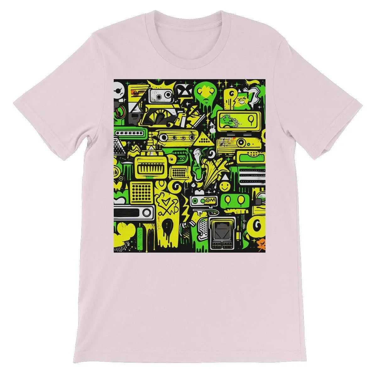 Graffiti Green and Yellow Abstract: A Dive into Vibrant Urban Art Unisex Short Sleeve T-Shirt - D'Sare 