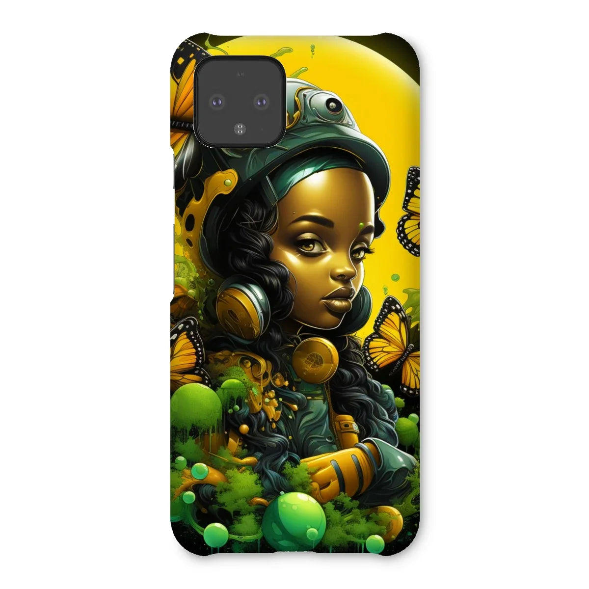 Monarch Butterfly Urban Fantasy Art Print - Afrofuturistic Girl with Butterflies Snap Phone Case - D'Sare