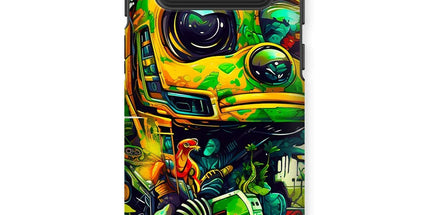 Mechanical Muse: Vibrant Graffiti Odyssey in Surreal Auto Wonderland Tough Phone Case by D'Sare