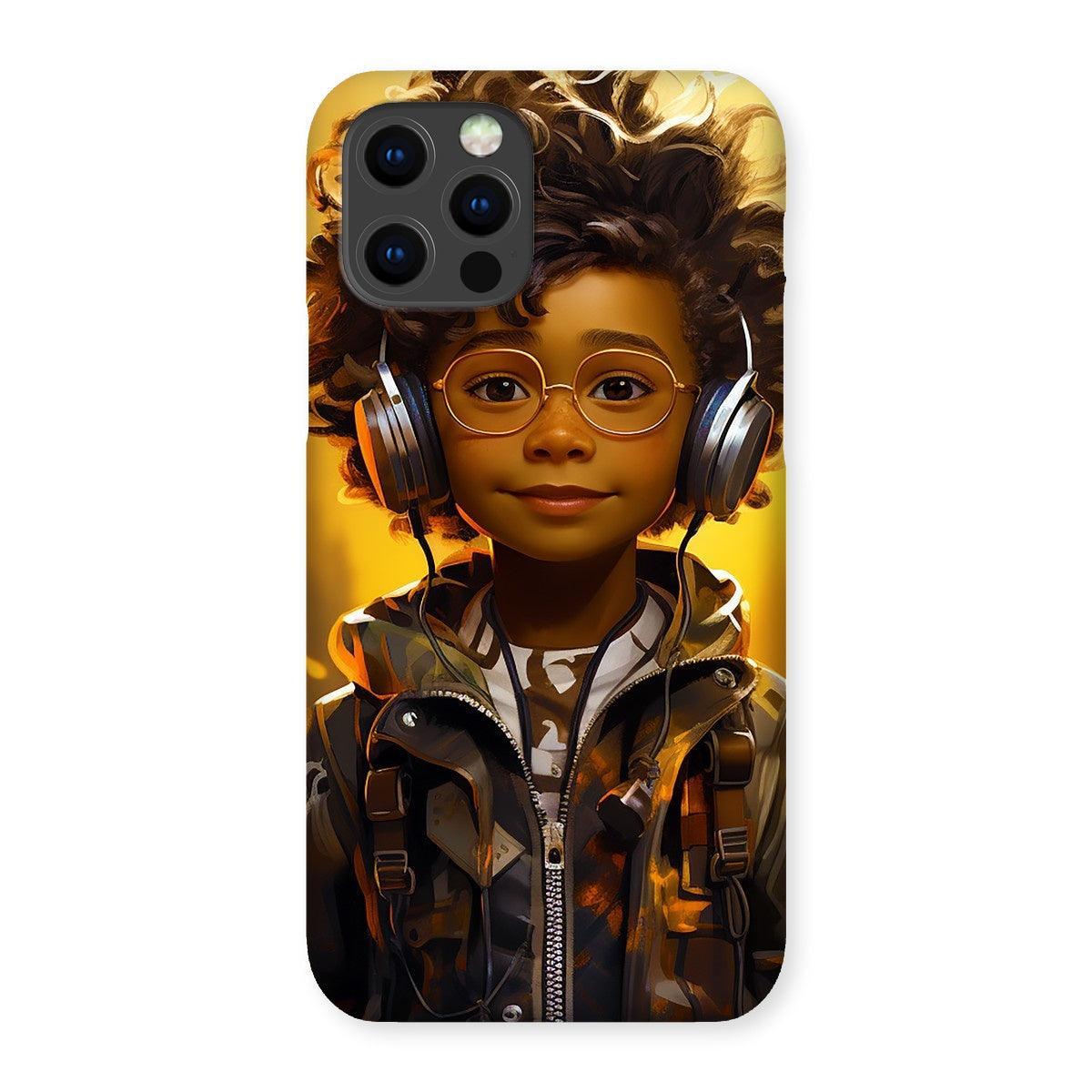 Little Boy Dino Dream Earphone: MelanatedMe Adventures by D'Sare Snap Phone Case - D'Sare 