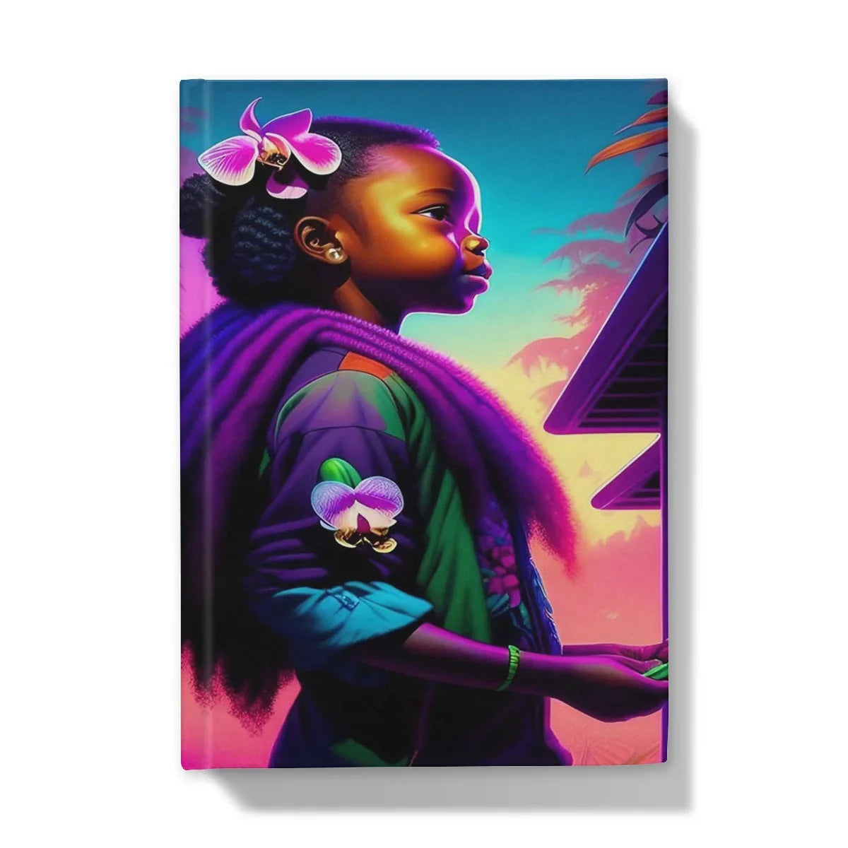 Voyage Bloom Neon Orchid Explorer's Journal by MelanatedME Hardback Journal - D'Sare