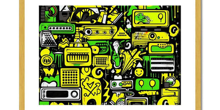 Graffiti Green and Yellow Abstract: A Dive into Vibrant Urban Art Antique Framed & Mounted Print by Prodigi