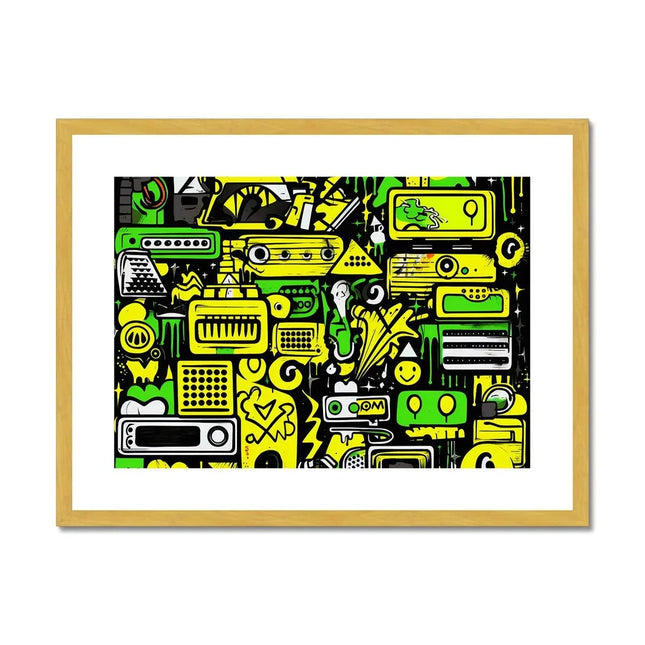 Graffiti Green and Yellow Abstract: A Dive into Vibrant Urban Art Antique Framed & Mounted Print by Prodigi